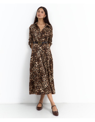 Leopard soft belted dress 