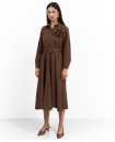 Tailored brown belted dress