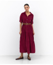 Burgundy belted dress