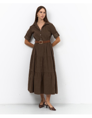 Brown belted dress