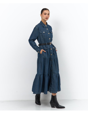 Denim dress  with belt 