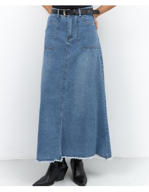 Denim skirt with belt 